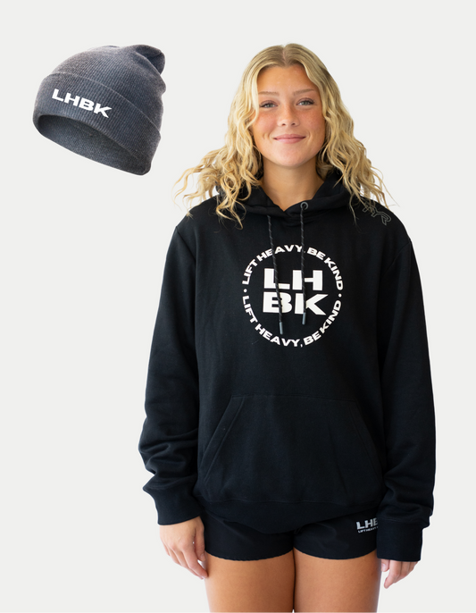Slogan Hoodie & Grey Beanie