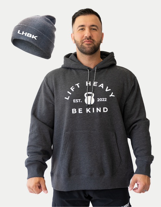 Kettle Bell Hoodie & Grey Beanie