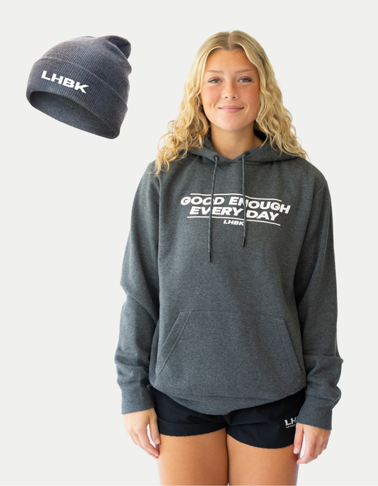 Good Enough Every Day Hoodie & Grey Beanie