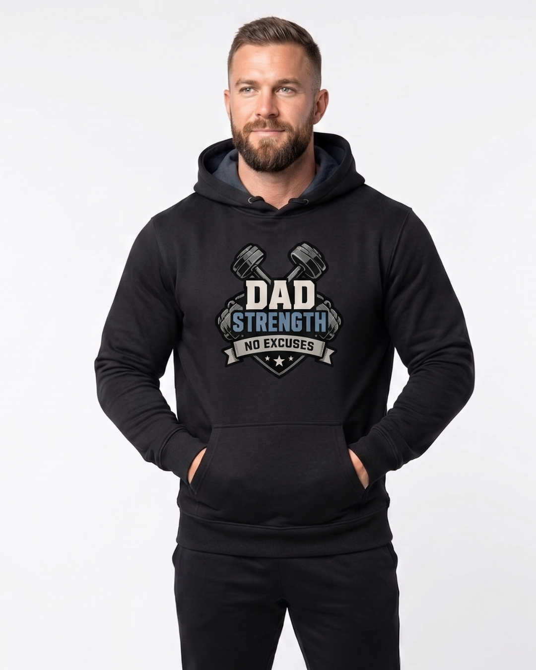 Dad Strength No Excuses Relax Hoodie